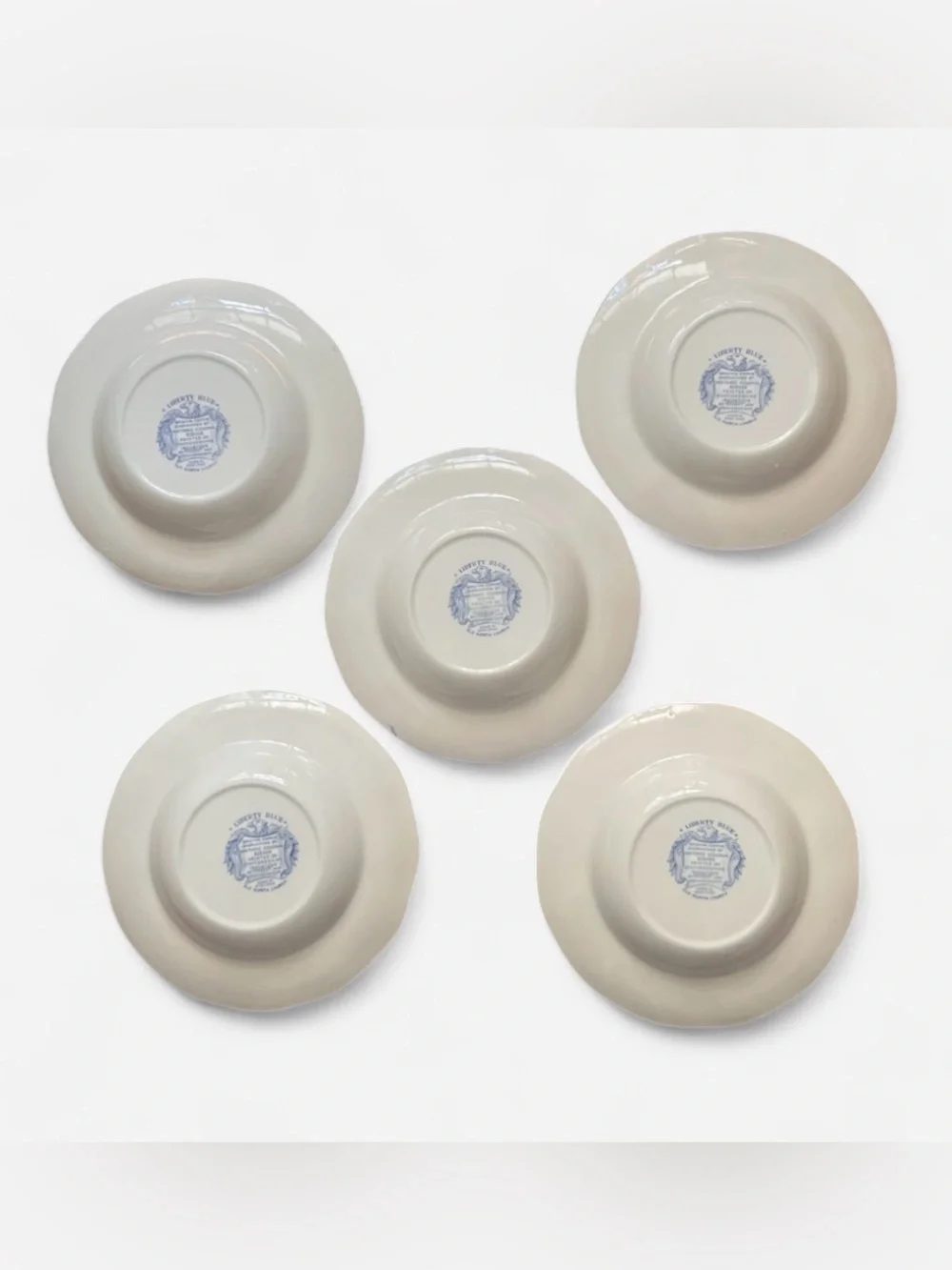 Vintage set of (5) Wedgwood Liberty Blue Old North Church soup bowls England